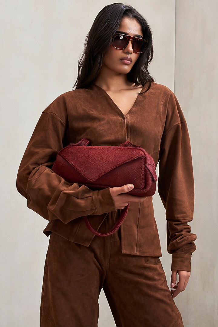 Chocolate Brown Faux Suede Jacket Set by Deme by Gabriella at Pernia's Pop Up Shop