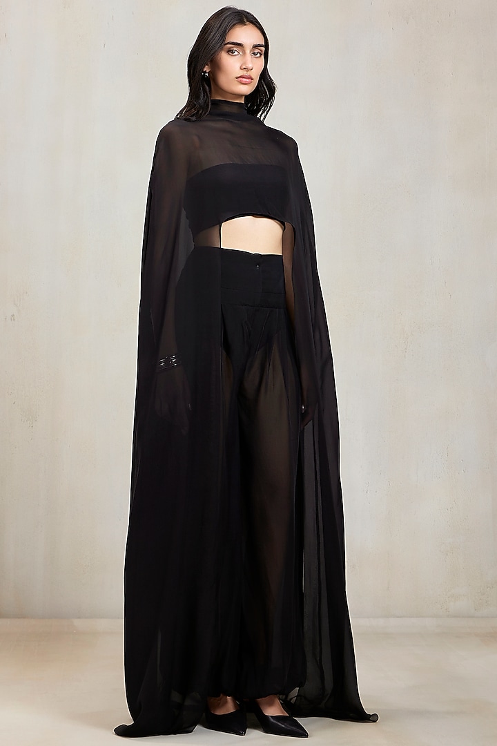 Black Malai Chiffon Co-Ord Set by Deme by Gabriella at Pernia's Pop Up Shop