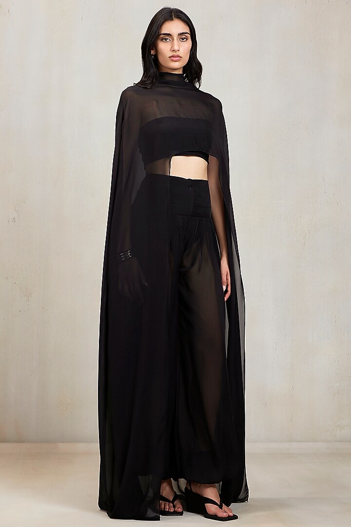 Black Malai Chiffon Co-Ord Set by Deme by Gabriella at Pernia's Pop Up Shop