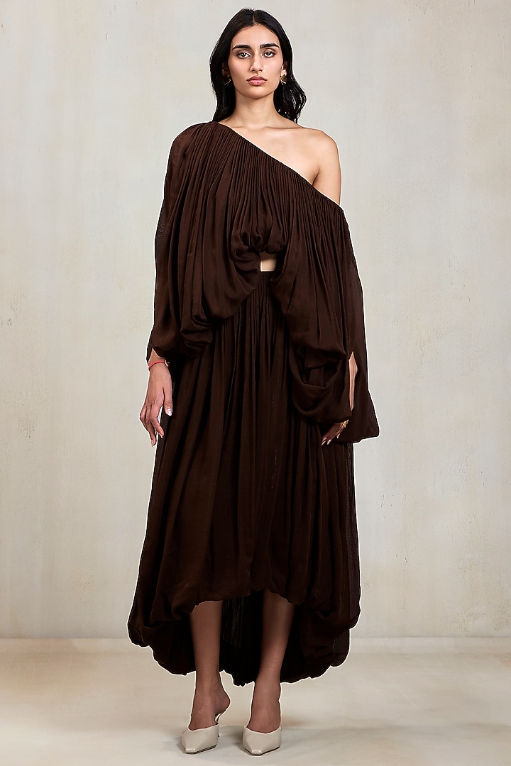 Espresso Brown Chiffon Co-Ord Set by Deme by Gabriella at Pernia's Pop Up Shop