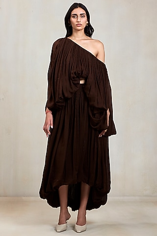 Espresso Brown Chiffon Co-Ord Set by Deme by Gabriella