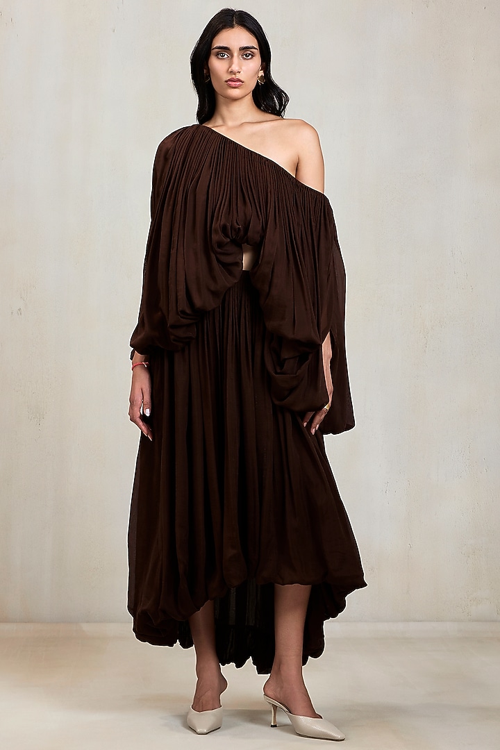 Espresso Brown Chiffon Co-Ord Set by Deme by Gabriella at Pernia's Pop Up Shop