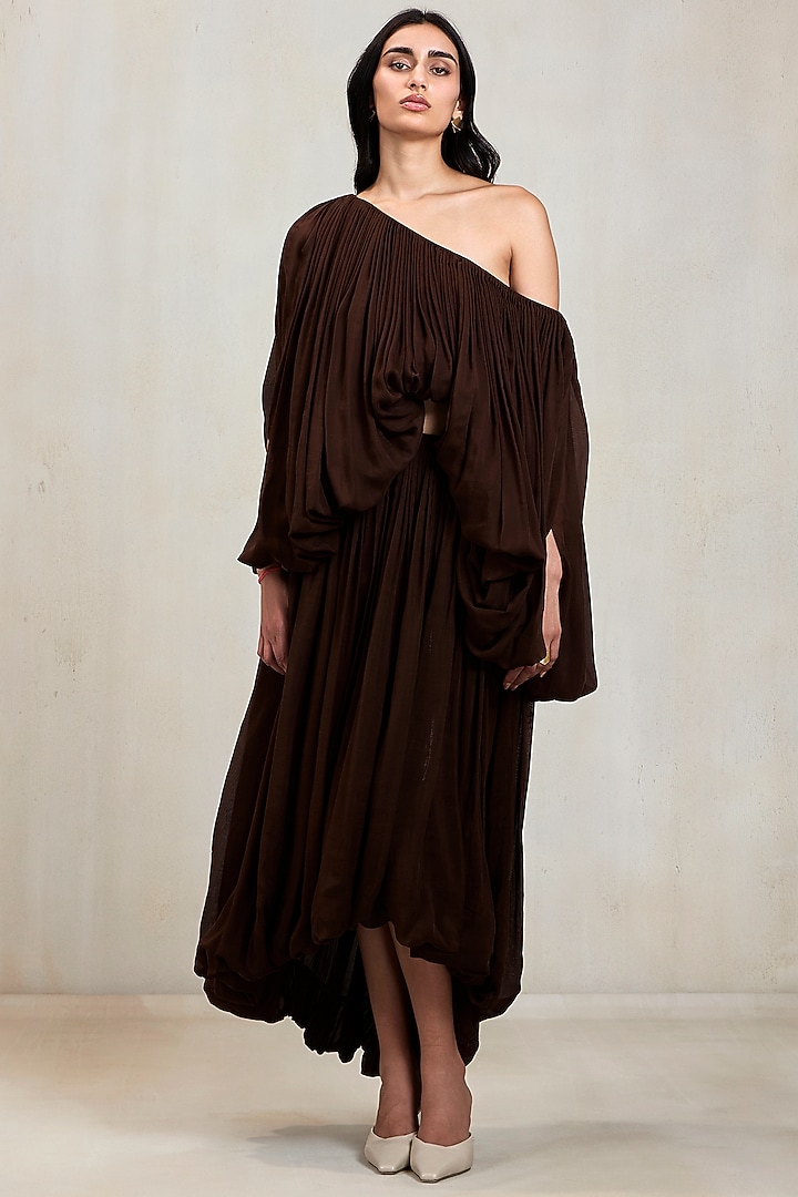 Espresso Brown Chiffon Co-Ord Set by Deme by Gabriella at Pernia's Pop Up Shop