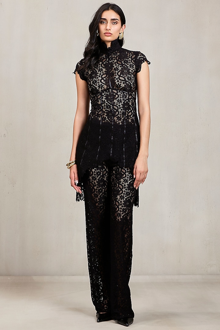 Black Lace High-Neck Co-Ord Set by Deme by Gabriella at Pernia's Pop Up Shop