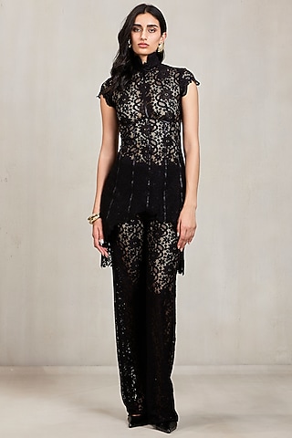 Black Lace High-Neck Co-Ord Set by Deme by Gabriella