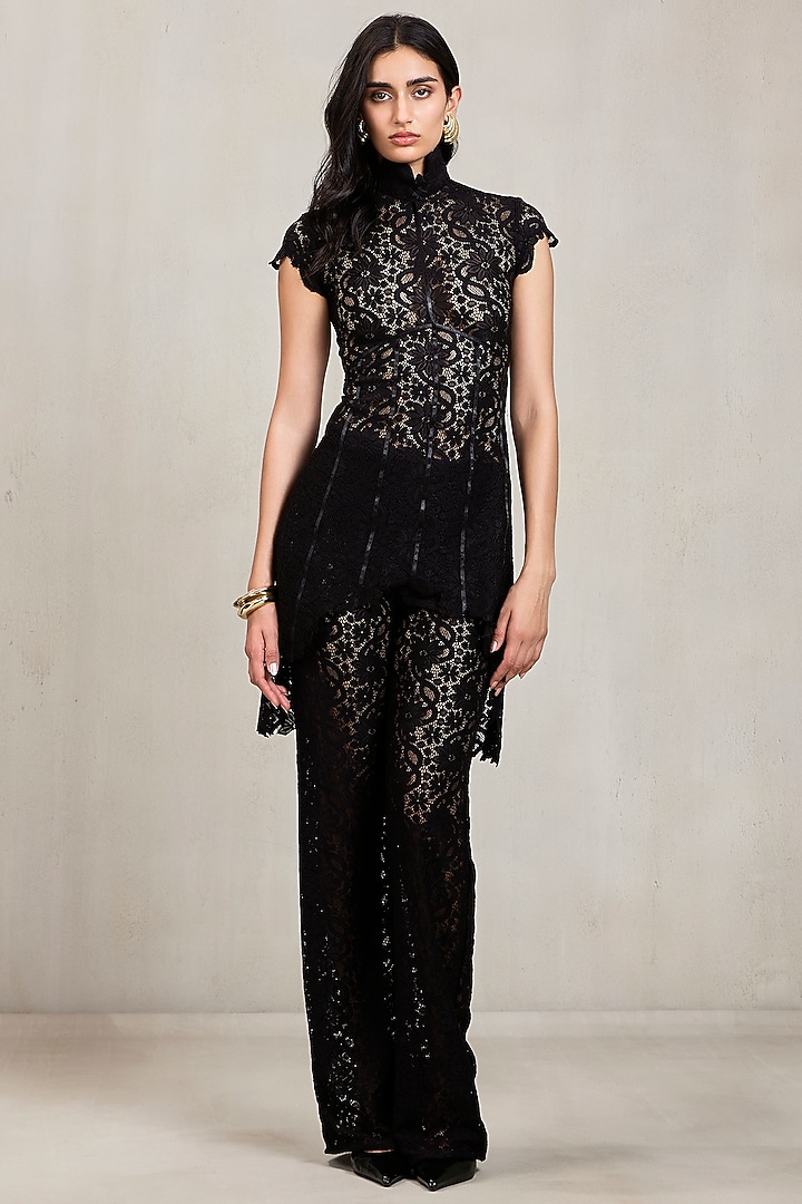 Black Lace High-Neck Co-Ord Set by Deme by Gabriella at Pernia's Pop Up Shop