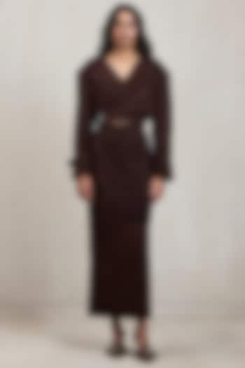 Espresso Brown Suede Jacket Set by Deme by Gabriella at Pernia's Pop Up Shop