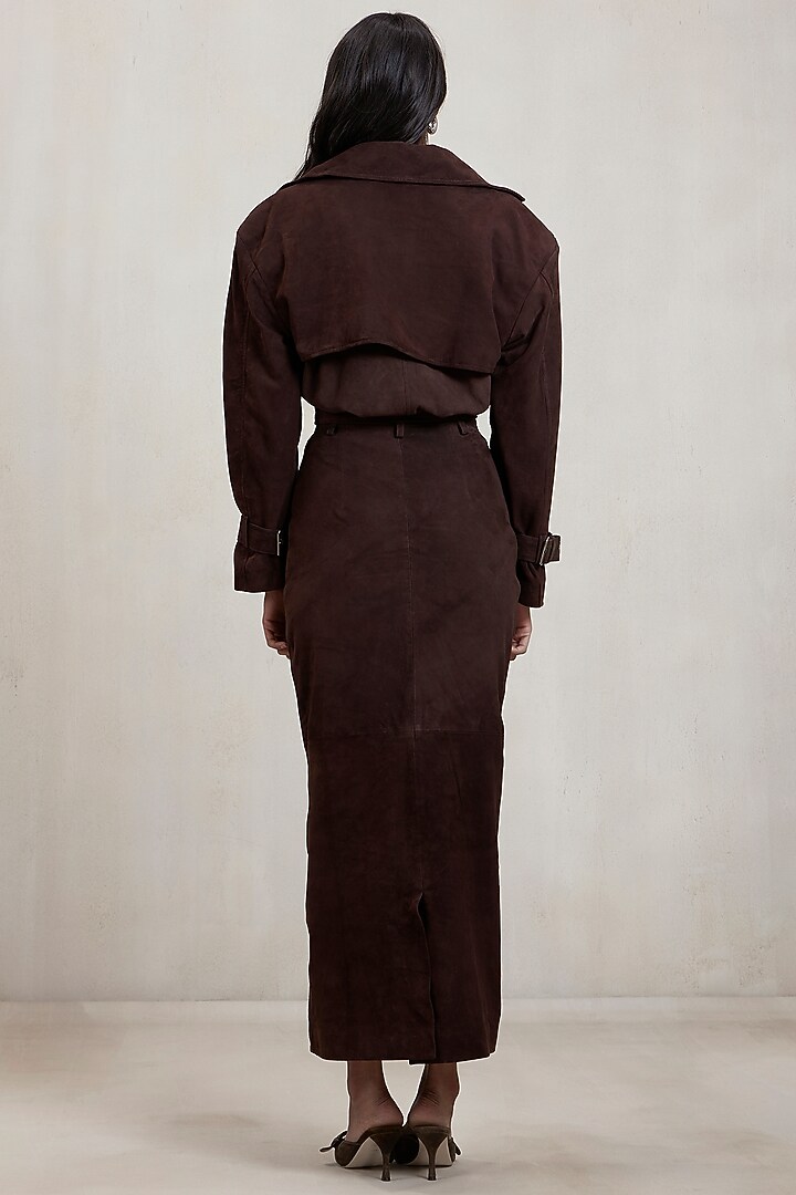 Espresso Brown Suede Jacket Set by Deme by Gabriella at Pernia's Pop Up Shop