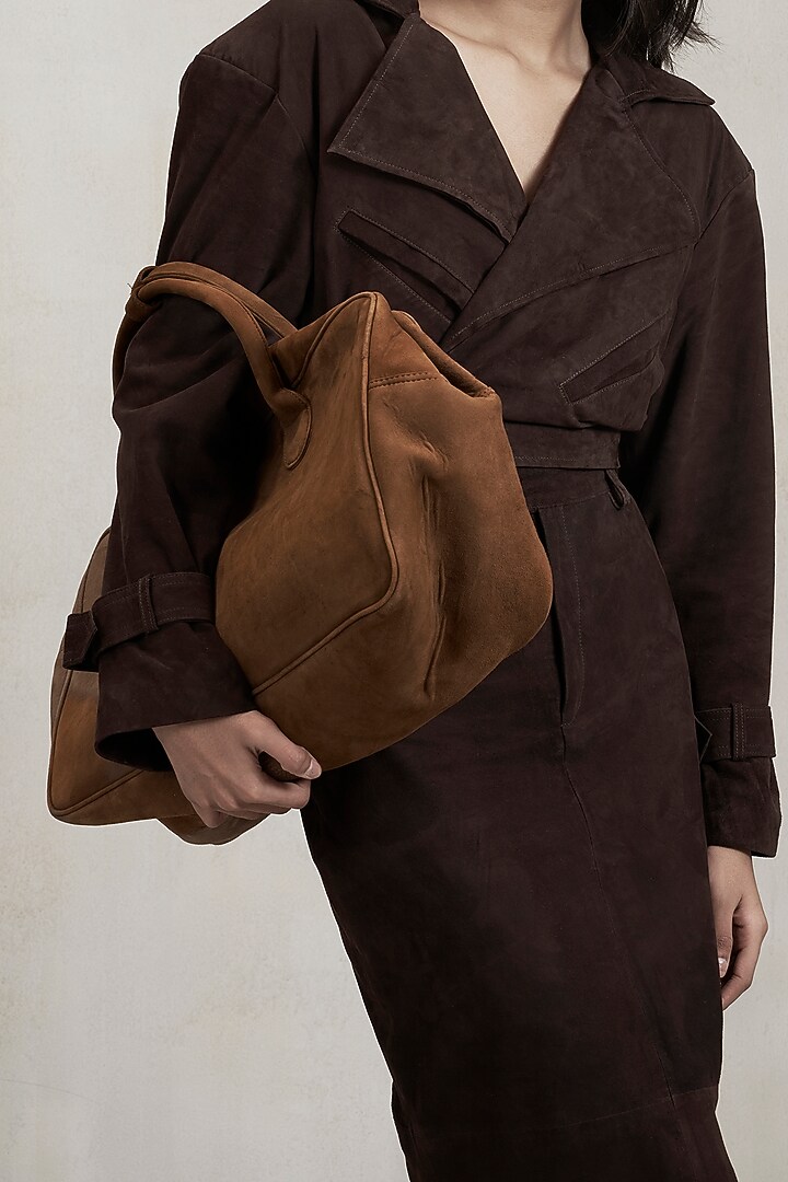 Espresso Brown Suede Jacket Set by Deme by Gabriella at Pernia's Pop Up Shop