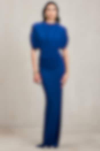 Sapphire Blue Malai Net Skirt Set by Deme by Gabriella at Pernia's Pop Up Shop