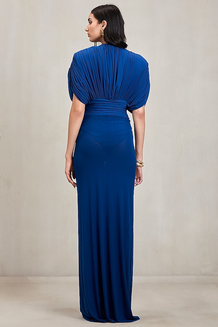 Sapphire Blue Malai Net Skirt Set by Deme by Gabriella at Pernia's Pop Up Shop