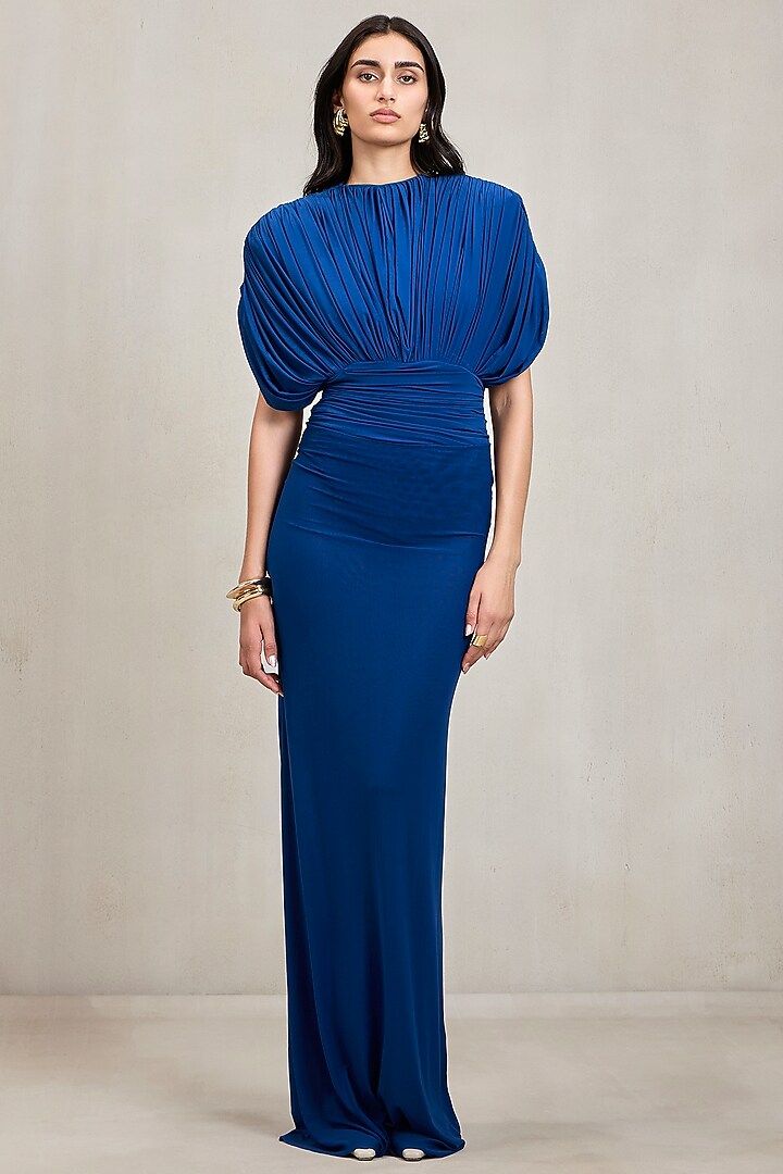 Sapphire Blue Malai Net Skirt Set by Deme by Gabriella at Pernia's Pop Up Shop