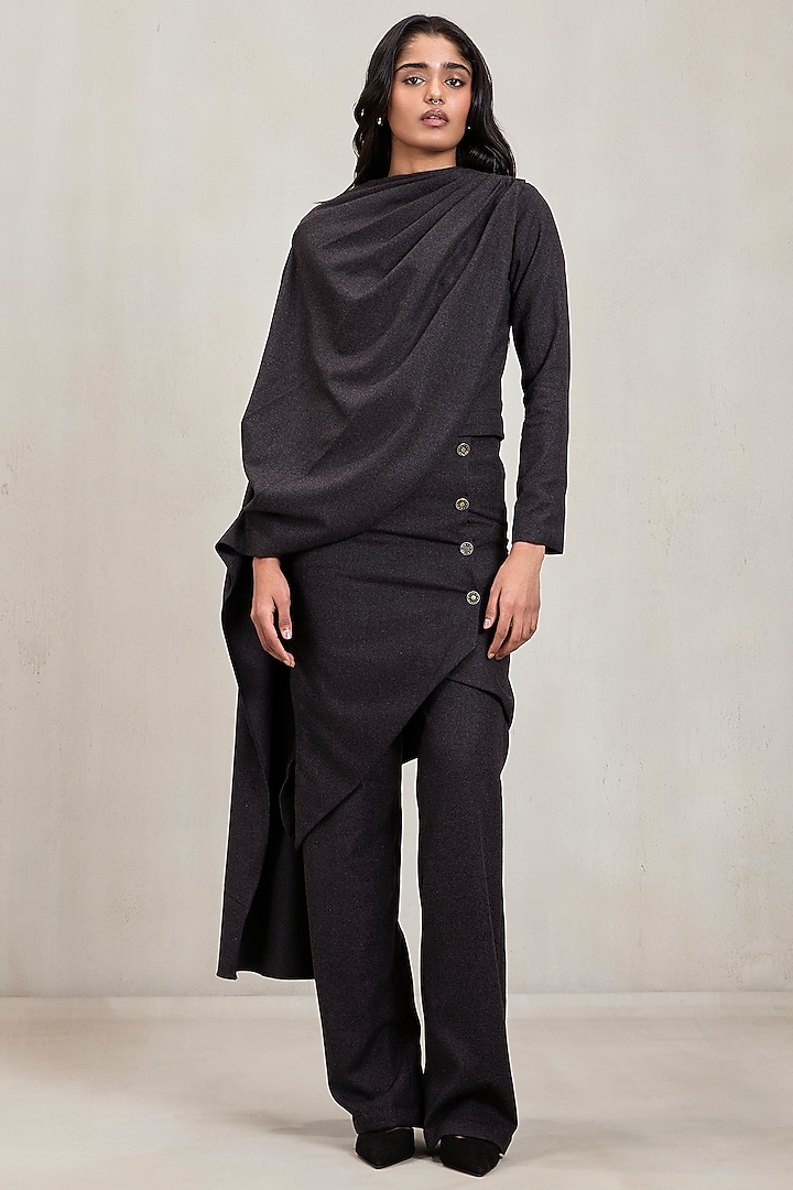 Grey Wool Suiting Asymmetric Co-Ord Set by Deme by Gabriella at Pernia's Pop Up Shop