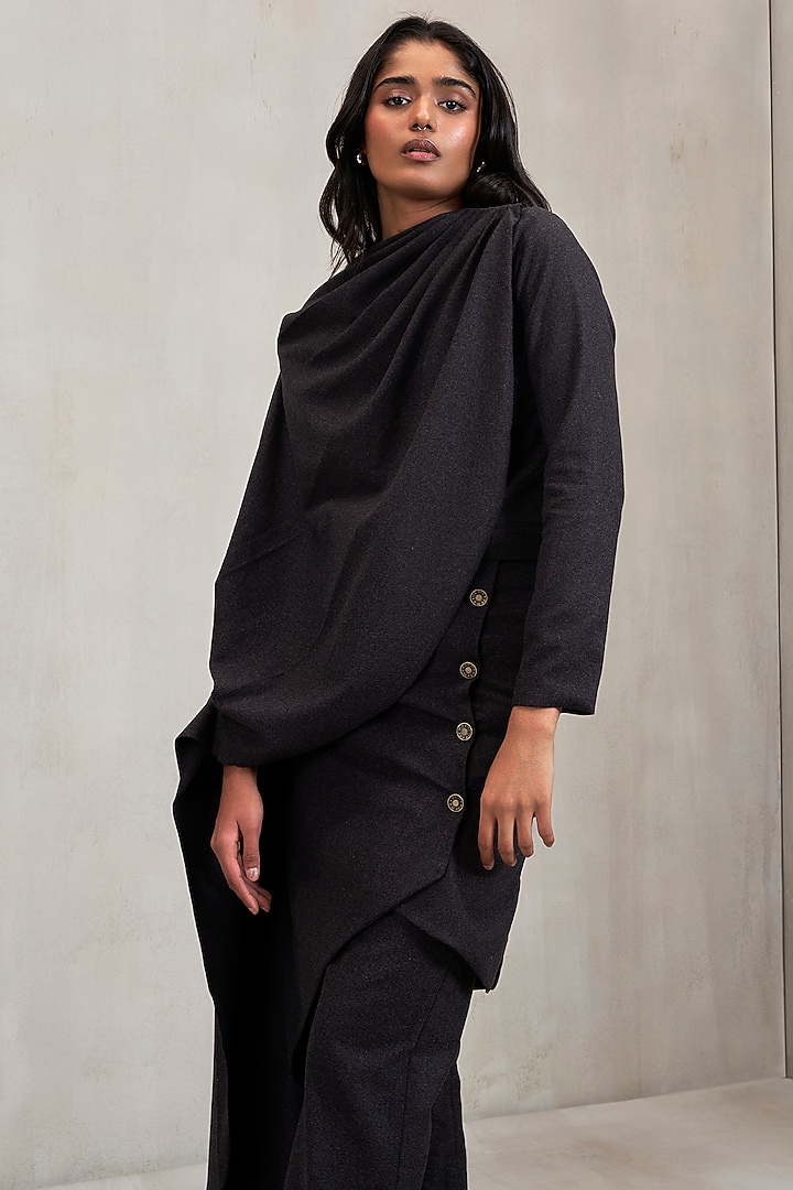 Grey Wool Suiting Asymmetric Co-Ord Set by Deme by Gabriella at Pernia's Pop Up Shop