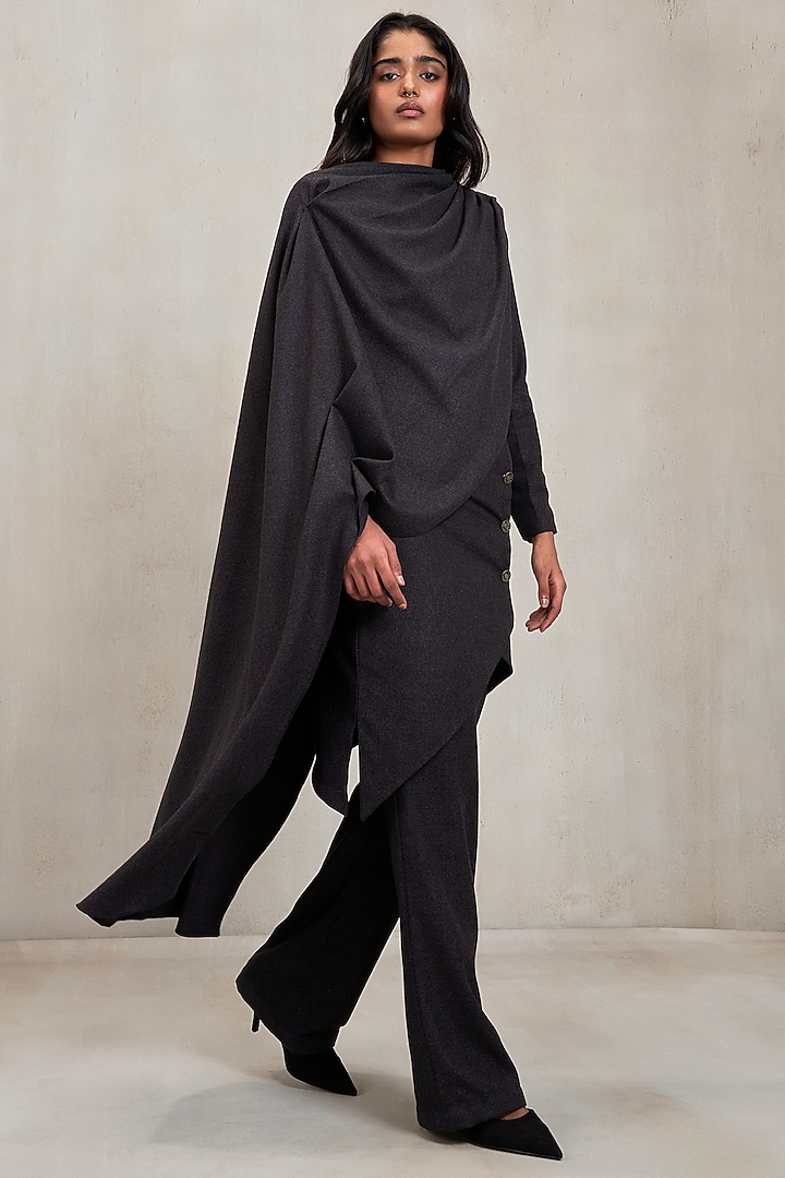 Grey Wool Suiting Asymmetric Co-Ord Set by Deme by Gabriella at Pernia's Pop Up Shop