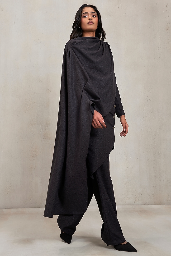 Grey Wool Suiting Asymmetric Co-Ord Set by Deme by Gabriella at Pernia's Pop Up Shop