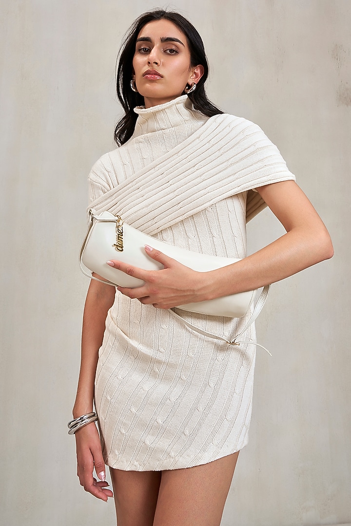 Off White Cable Knit Mini Cocktail Dress by Deme by Gabriella at Pernia's Pop Up Shop
