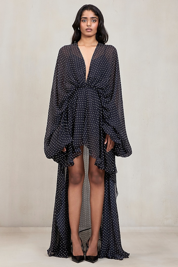 Black Chiffon High-Low Mini Cocktail Dress by Deme by Gabriella at Pernia's Pop Up Shop