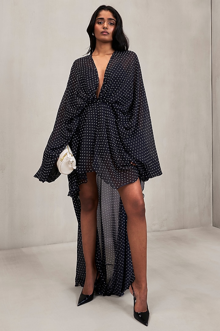 Black Chiffon High-Low Mini Cocktail Dress by Deme by Gabriella at Pernia's Pop Up Shop