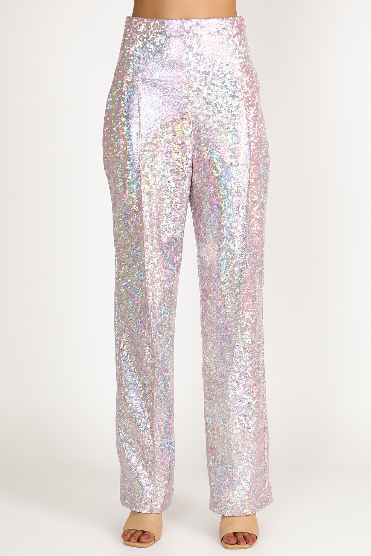 pink metallic pants