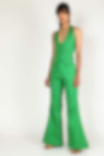 Emerald Green Backless Waistcoat With Buttons by Deme by Gabriella