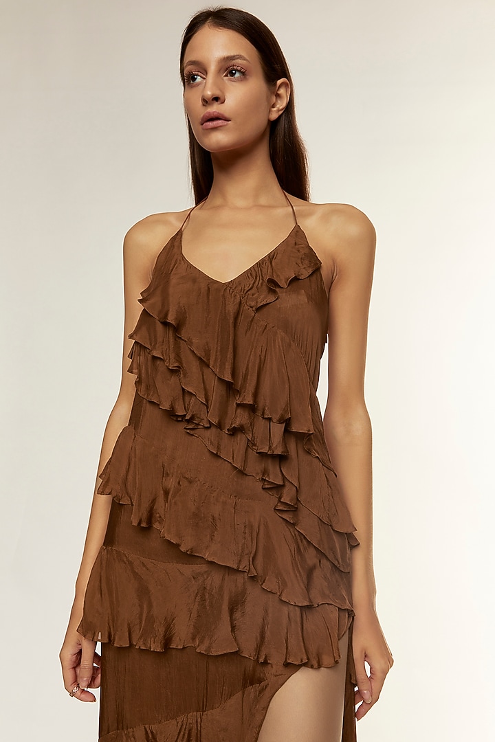 deme by gabriella dress brown VIOLET DRAPED MAXI DRESS | CULT MIA main image 1