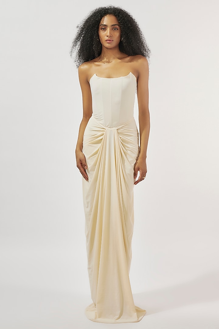 Ivory Malai Lycra Corset Engagement Gown by Deme by Gabriella at Pernia's Pop Up Shop