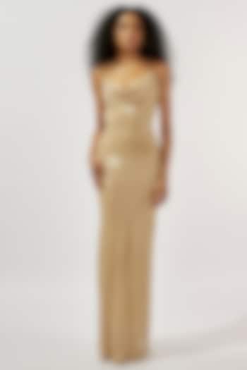Nude Beige Sequins Gown by Deme by Gabriella