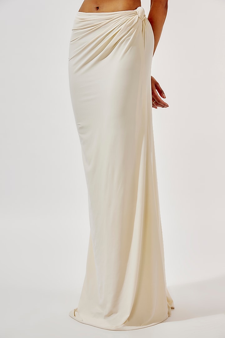 Ivory Malai Lycra Draped Skirt Set by Deme by Gabriella at Pernia's Pop Up Shop