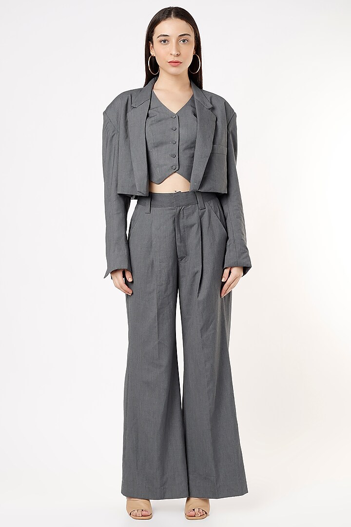 Grey Suiting Blazer Set by Deme by Gabriella