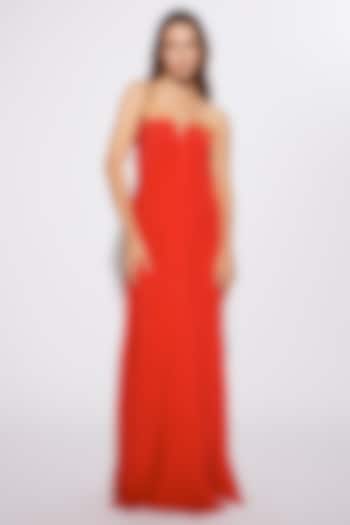 Red Crepe Tube Dress by Deme by Gabriella
