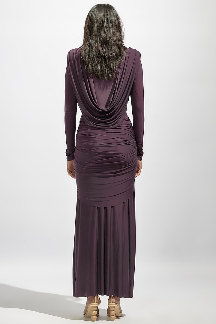 Purple Malai Lycra Cowl Dress by Deme by Gabriella at Pernia's Pop Up Shop  2026