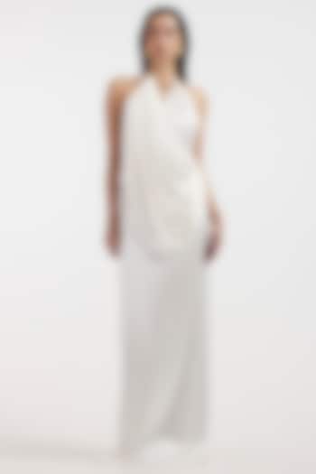 White Satin Draped Engagement Gown by Deme by Gabriella at Pernia's Pop Up Shop