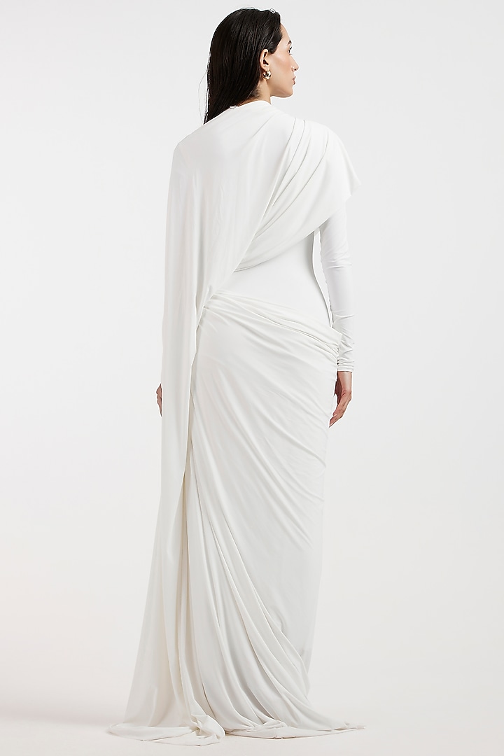 White Malai Lycra Cowl Engagement Gown by Deme by Gabriella at Pernia's Pop Up Shop