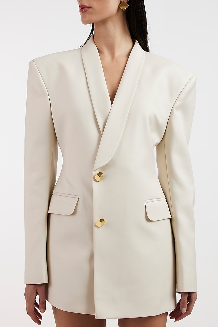Off-White Suiting Cinched Waist Blazer Vacation Dress by Deme by Gabriella at Pernia's Pop Up Shop