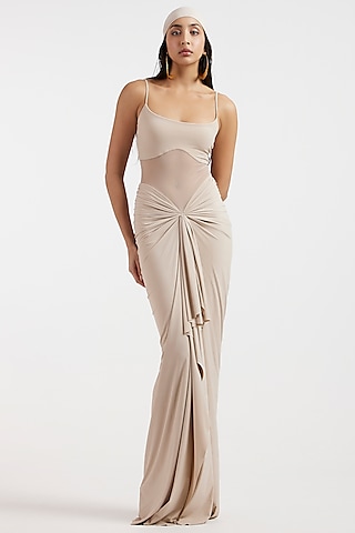 Ivory Malai & Net Gathered Dress by Deme by Gabriella