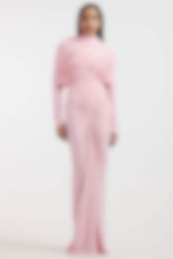 Baby Pink Malai & Net Draped Cocktail Dress by Deme by Gabriella at Pernia's Pop Up Shop