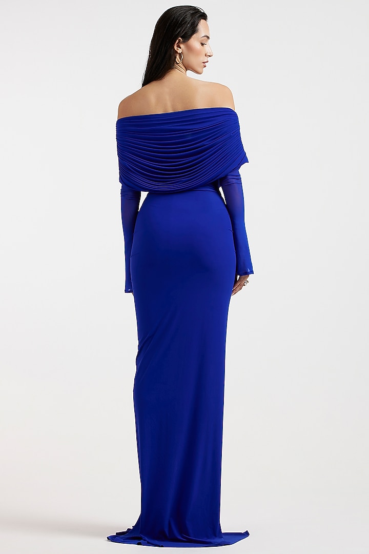 Royal Blue Malai & Net Gathered Tube Engagement Gown by Deme by Gabriella at Pernia's Pop Up Shop