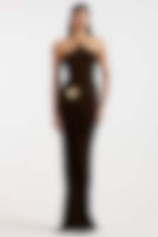 Espresso Brown Malai Gathered Dress by Deme by Gabriella