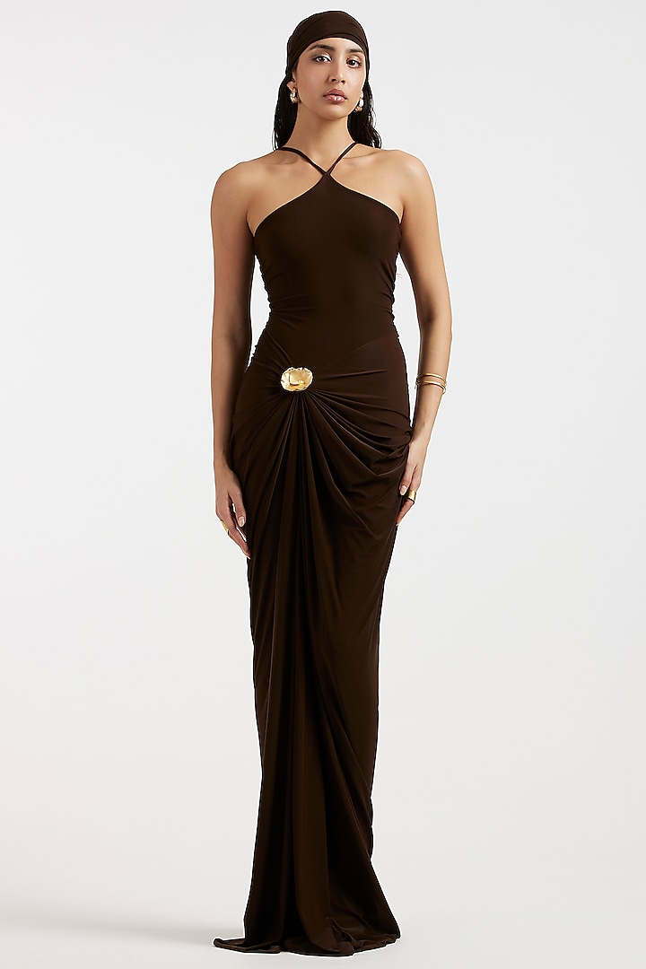 Espresso Brown Malai Gathered Vacation Dress by Deme by Gabriella at Pernia's Pop Up Shop