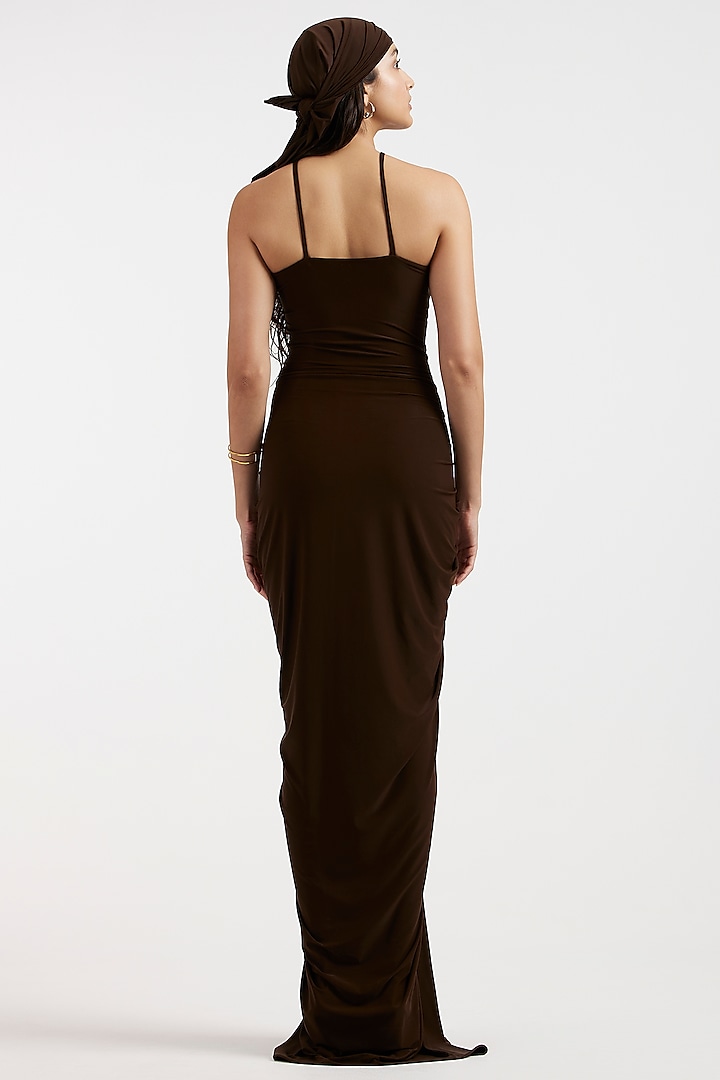 Pernia's Pop Up Shop - Deme By Gabriella Women Espresso Brown Malai Gathered Dress Pernia's Pop Up Shop - Deme By Gabriella Women Espresso Brown Malai Gathered Dress