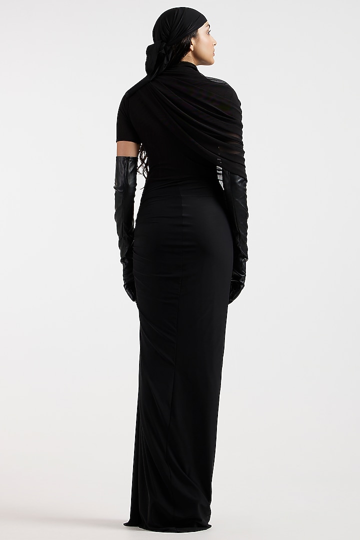 Black Malai & Net Draped Cocktail Dress by Deme by Gabriella at Pernia's Pop Up Shop