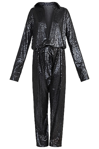 Black Sequins Jumpsuit Design by Deme by Gabriella at Pernia's Pop Up ...