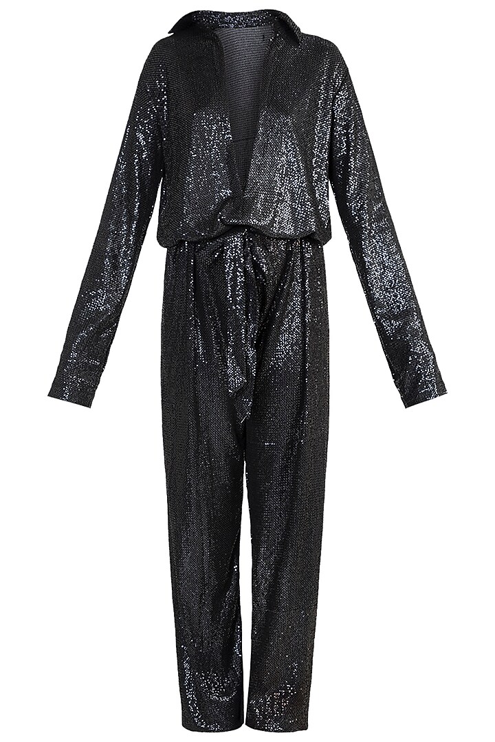 Black Sequins Jumpsuit Design by Deme by Gabriella at Pernia's Pop Up ...