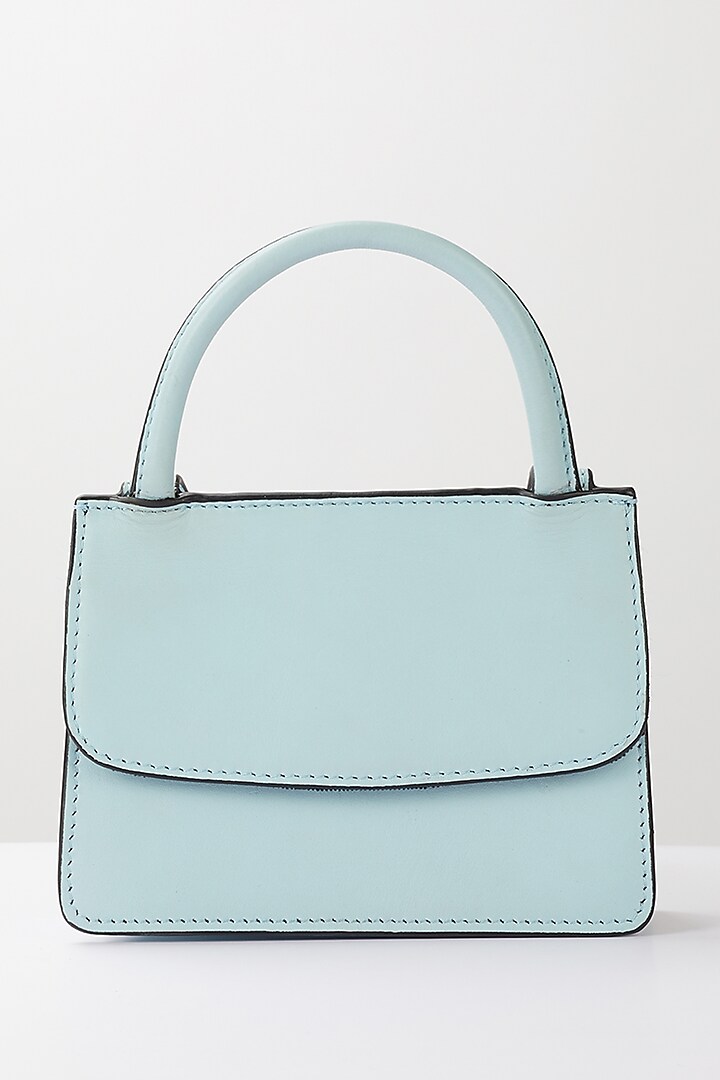 Sky Blue Leather Mini Sling Bag by Deme By Gabriella