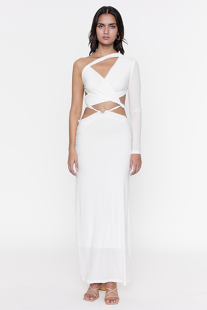 White Malai Lycra Gown by Deme by Gabriella
