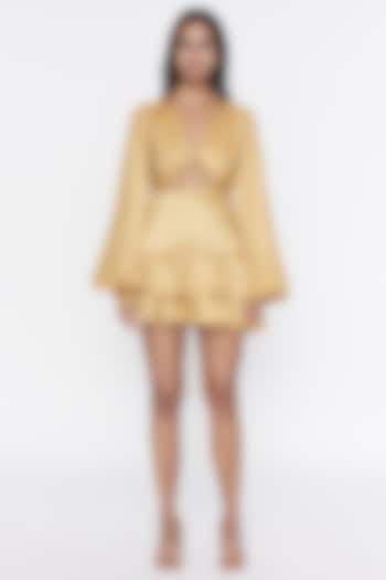 Yellow Satin Mini Dress by Deme by Gabriella