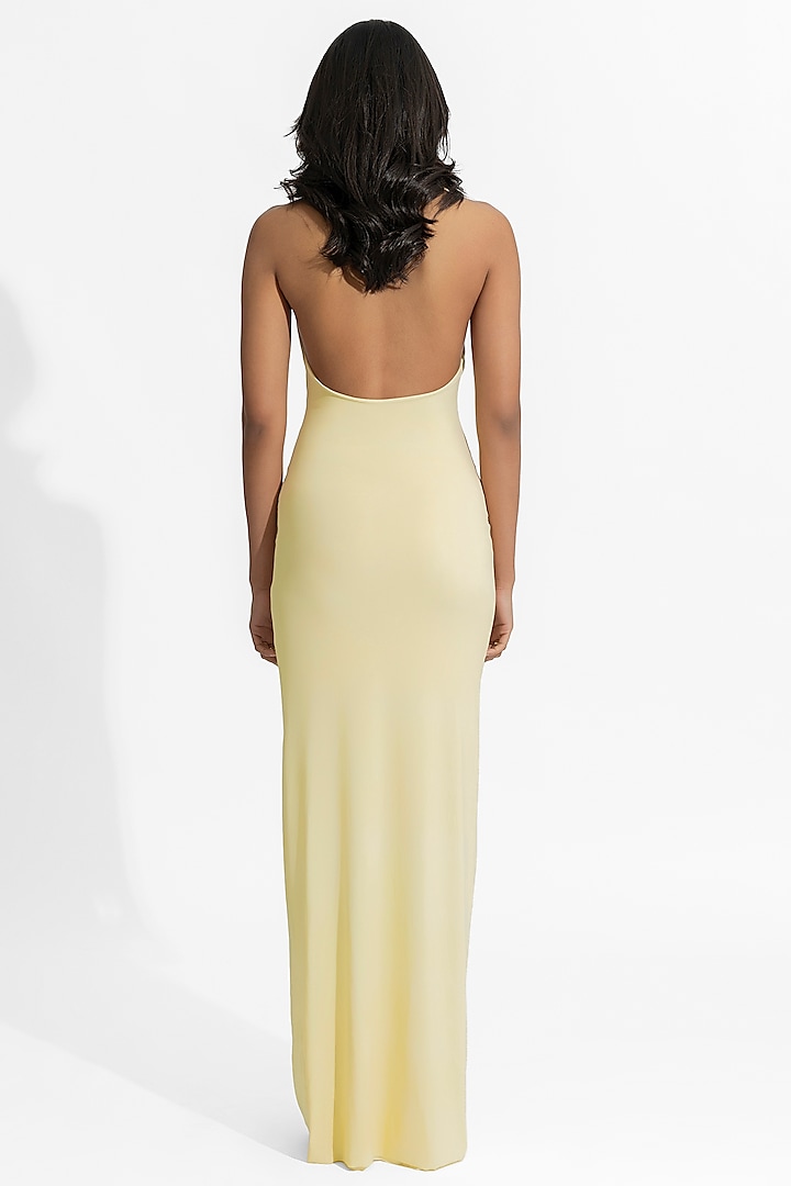 Butter Yellow Malai Lycra & Organza Engagement Gown by Deme by Gabriella at Pernia's Pop Up Shop