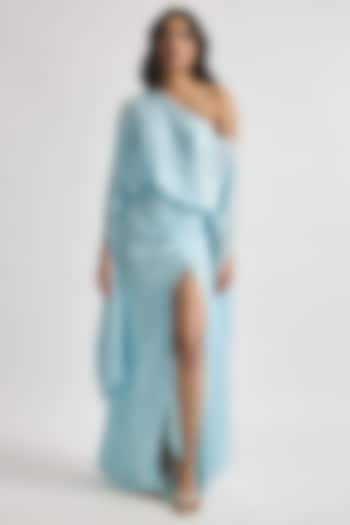 Baby Blue Sequins One-Shoulder Draped Gown by Deme by Gabriella at Pernia's Pop Up Shop