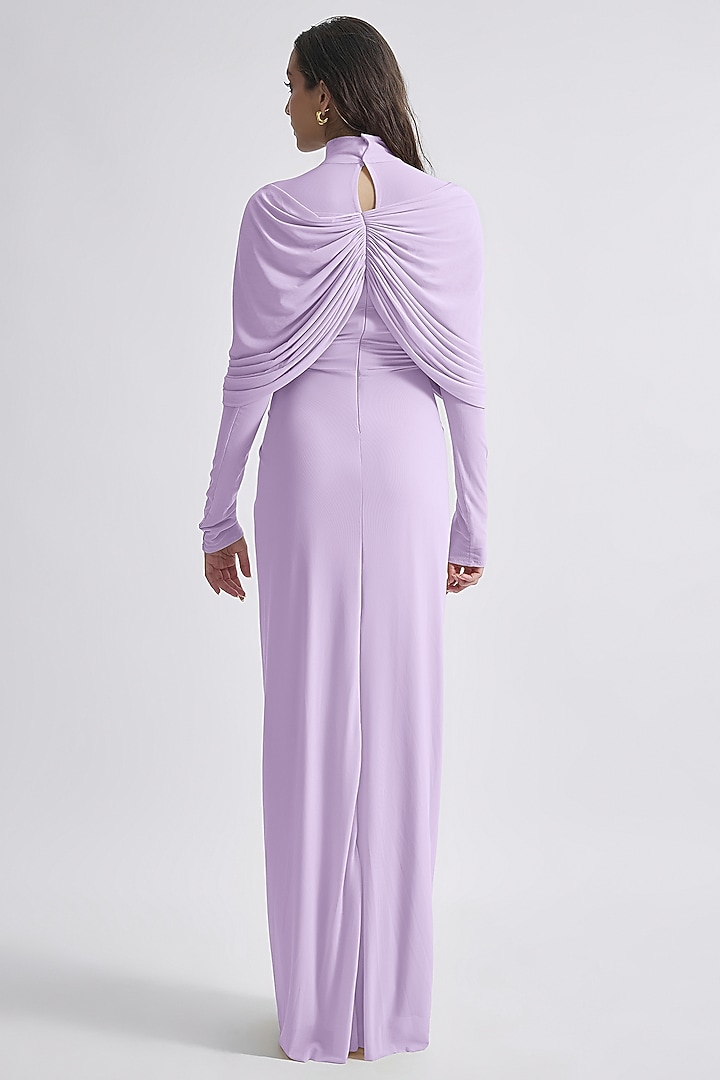 Lilac Malai Lycra & Net Draped Cocktail Dress by Deme by Gabriella at Pernia's Pop Up Shop